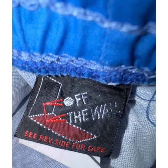 VTG Off The Wall Men’s Nylon Running Shorts Blue Red White Lined SZ Small 80s - Picture 4 of 9